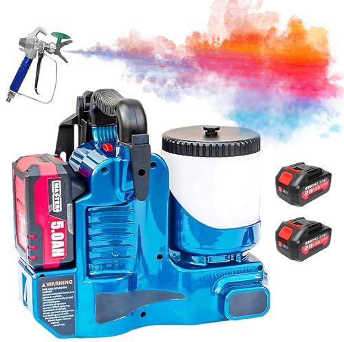 ROGHA Pistolet à Peinture sans Fil airless, 1.2 L, Portable, Haute Pression (15 MPa), Batterie Lithium 21 V, 6 Vitesses réglables, pour Peinture Latex, Usage Commercial et résidentiel 2Battery