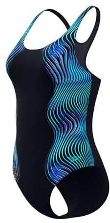 Speedo Badeanzug Medalist mit Digital Print für Damen chlorbeständig mit mittlerer Abdeckung