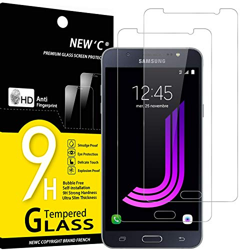 NEW'C 2 Stück für Samsung Galaxy J7 2016 für Panzerglas, Frei von Kratzern, 9H Härte, HD Displayschutzfolie, 0.33mm Ultra-klar, Ultrabeständig