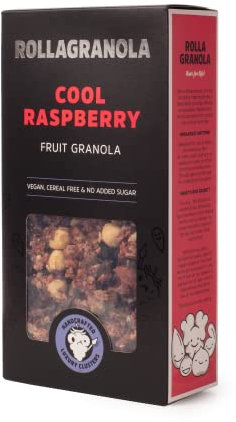 Rollagranola - Cool Raspberry - Fruit Granola, 300g Pack - Fresh Raspberries & Macadamia Nuts. Crunchy Clusters, Vegan, Gluten & Cereal Free With No Added Sugar. Handcrafted In The UK (300g)