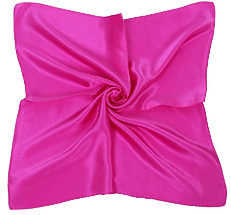 PB-SOAR Damen Mädchen Glänzend Halstuch aus 100% Seide, Seidentuch Seidenschal Schal Bandana Kopftuch Nickituch, 52 x 52cm (Pink)