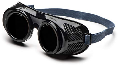 Univet 618.01.06.50 Vollsichtbrille Nummer 618 mit grünem IR5 Glas, schwarz