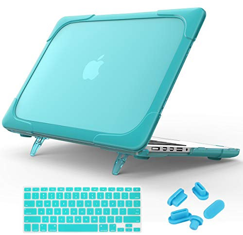 Mektron Shockproof Äußere Hardcase-Abdeckung und Klappständer für MacBook Pro 15 Retina Display (Modell A1398) mit Staubstecker und Tastaturabdeckung (himmelblau)