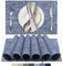 BETEAM Platzsets Abwaschbar 6er Set Vinyl Tischsets für Esstisch Waschbar Küchen Platzdecken Langlebige Tischsets für Drinnen Draußen-01 Blau, 6er Set