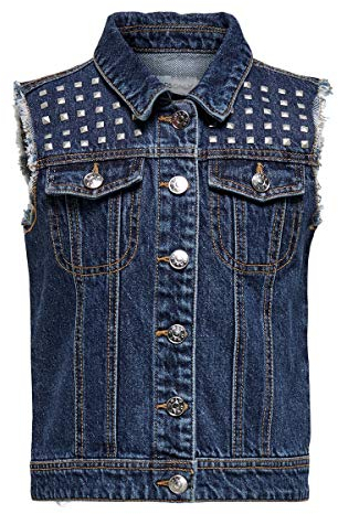 ONLY Girl Weste Denim Nieten 152Medium Blue Denim