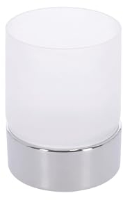 INDA | Portabicchiere da Appoggio (8x10x4cm) | Serie Mito, con Bicchiere in Vetro Satinato, Supporto in Ottone, Facile da Installare, Design elegante - Cromato