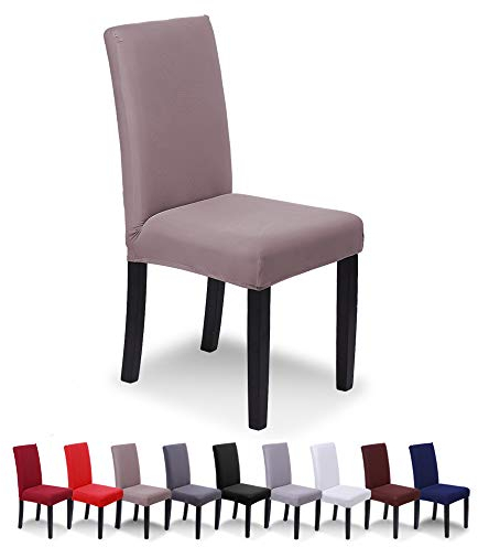 SaintderG® Stuhlhussen 6 Stück Elastische Moderne Beschützer Stuhlhussen, Hochzeit Partys Bankett Deko, bi-Elastic Spannbezug, sehr pflegeleicht und langlebig Universal (Mokka, 6 Stück).
