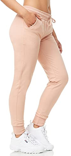 Smith & Solo Jogginghose Damen – Sporthose Frauen Baumwolle| Sweatpants Slim Fit Freizeithose Lang | Trainingshose Fitness High Waist – Jogger Laufhosen Modern (L, Altrosa)