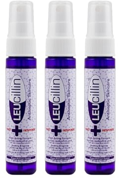 Leucillin Family Sanitiser | Travel Size Hand Sanitiser | Alcohol Free Antibacterial, Antifungal & Antiviral Antiseptic Spray Disinfectant | Hypochlorous Sanitiser for Hands, Face, Skin (3 x 60 ml)