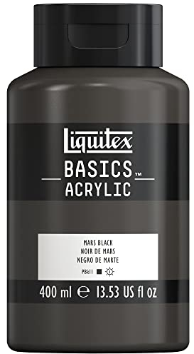 Liquitex 8870335 Basics - peinture acrylique, peinture artistique monopigmentée, résistante à la lumière, qualité archive, finition satinée, pot de 400 ml - Noir De Mars