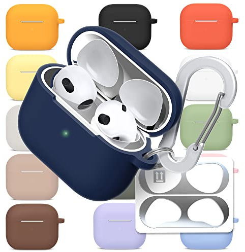 superdivision AirPods Pro & AirPods 3 Case Translucent Silicon Protective Clear Cover with Anti-Lost Carabiner Keychain Kit Set Dust Guard Dust-Proof Film [Front LED Visible]