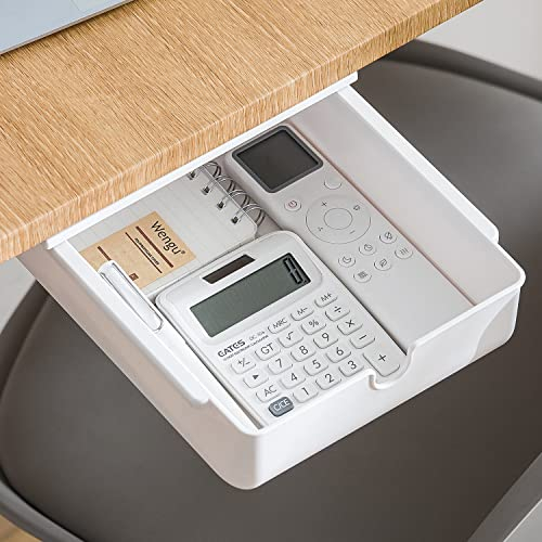 FRETONBA Schublade unter Schreibtisch, Aufbewahrungsbox Mini, Selbstklebende Schubladen Organizer für Büro, Versteckte Schubladenbox Weiße