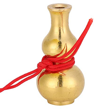 Brass Statue Gourd, Chinese Style Lucky Natural Feng Shui Gourd Enhancing Luck Home Decoration for Wealth Peaceful Copper Statue Collectible Figure Sculpture Charm Amulet