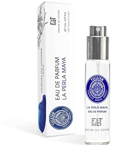 La Perla Maya Yucatán Eau de Parfum, natürlich, 11 ml, FiiLiT, Tuberose Mimosa Vanille, umhüllend mit Blumenmuster