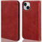 VISOUL Hülle für iPhone 14, Schutzhülle Erstklassiges Rindsleder Schützt vor Stoß Kartenfach Magnetverschluss Stand RFID TPU Etui Case Rot