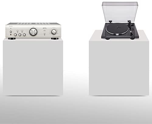 Denon PMA-600NE Vollverstärker mit 70W pro Kanal, Bluetooth, silber und DP-300 F Vollautomatischer Plattenspieler (Riemenantrieb, integrierter Vorverstärker) schwarz