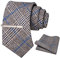 JEMYGINS Retro Wolle Weiß schwarz blau gestreift2 Krawatte und Einstecktuch Krawattenklammer Sets für Herren