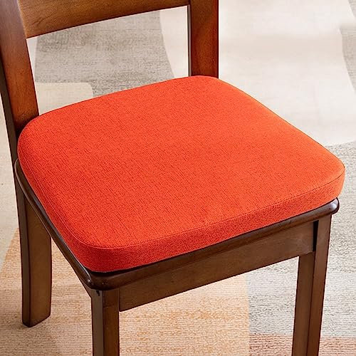 Yadlan Stuhlkissen 40x40 mit BäNdern Landhaus, Sitzkissen Esszimmerstuhl Halbrund, Einzeln Sitzpolster Gartenstuhl Waschbar Linum Bezug mit ReißVerschluss, Halbrund 4cm Dicke Sitz Auflage Red