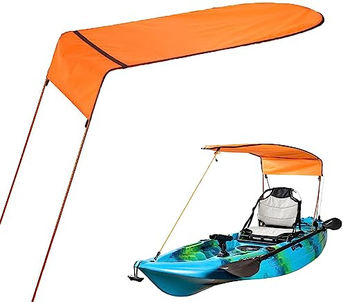 Sonnensegel für Kajak, Boot, Kanu, Baldachin für Einzelperson, wasserdicht, Sonnenschutz, Markisenabdeckung, Universal-Markisenüberdachung mit Aufbewahrungstasche für Outdoor-Angeln, Dreiräder, Orange