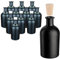 gouveo 12er Set Glasflaschen 250 ml Apotheker schwarz mit Korken - Runde Flasche zum Befüllen - Leere Apothekerflasche für Likör, Öl, Essig (AFR250SPEK)