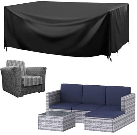 rattantree Garden Furniture Covers Waterproof,Oxford Fabric Patio Chair Table Covers with Dust-proof,Anti-UV Rattan Furniture Covers Outdoor Indoor (Black, 200x200x90cm)