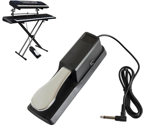 Sustain Pedal de Piano, Pedal Sustain Teclado, Pedal para Pianos Digitales, Ideal para Sintetizador, Pianos Digitales, Teclados Electrónicos, Antideslizante, Conector de 6.5mm