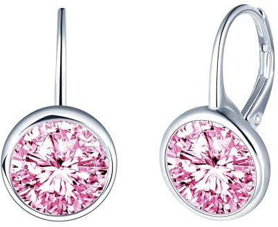 CONILOK Zirkon Ohrringe Silber 925 Creolen Ohrhänger Rosa Damen Schmuck Ohrring Kleine Geschenke für Frauen Freundin Mama Geburtstag Weihnachtstag Valentinstag Muttertag