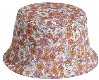 Vertbaudet Wendbarer Mädchen Sonnenhut, Blumen rosa Aprikose 122/140