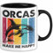 Orcas Tasse Geschenk Wale Wal Liebhaber Geschenkidee Retro Becher (Schwarz)