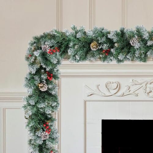 Weihnachtsgirlande Girlande Weihnachten 180cm Weihnachtsdekoration Kunstpflanze Rattan-Kugeln für Weihnachtsbaum, Kamine, Treppen, Türen, Weihnachtsbaum, Garten, Hof, Dekoration