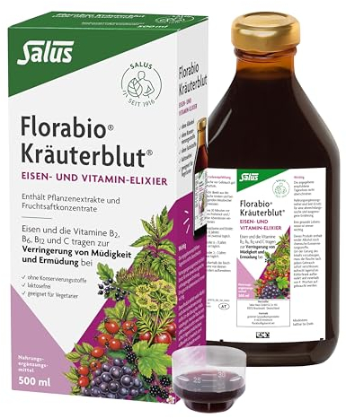 Florabio® Kräuterblut®-Saft mit Eisen | Bei erhöhtem Eisenbedarf | Mit Pflanzenextrakten & Power Vitaminen gegen Müdigkeit | Vitamin C zur besseren Eisenaufnahme (500 ml)