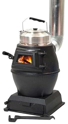 LSHFYV Stufa Portatile per Tenda, Stufa a Legna da Campeggio in ghisa, Stufa a Carbone di Legna, Stufa a Legna da Esterno con Finestra panoramica, fornelli da Campeggio per Riscaldamento e Cottura