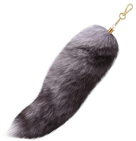 LIURFLNC Therian Tail, 40cm Fuchsschwanz, Fox Tail, Furry Tail, Natürliche Farben Fuchsschwanz Anhänger für Handtasche Rucksack Dekoration Cosplay