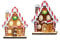 LED Filz Lebkuchenhaus 2er Set - 17 x 13 cm - Deko Knusperhäuschen Weihnachten Tisch Beleuchtung - Advent Weihnachts Dekoration