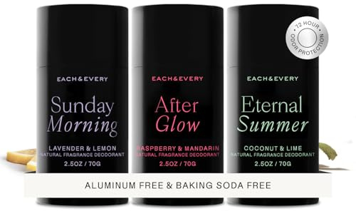 Each & Every Natural Deodorant for Women and Men, for Sensitive Skin of Plant Origin, No Sodium Bicarbonate and Aluminium, Long Lasting Odour Control, 24 Hours