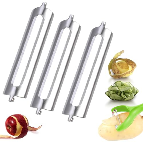 Norhogo Pack of 3 Peeler Tupper, Replacement Blades for Flat Grinding, Professional Peeler, Replacement Blades, Stainless Steel Replacement Blades, for Vegetable Bowl, Knife, Peeler Pendulum Peeler