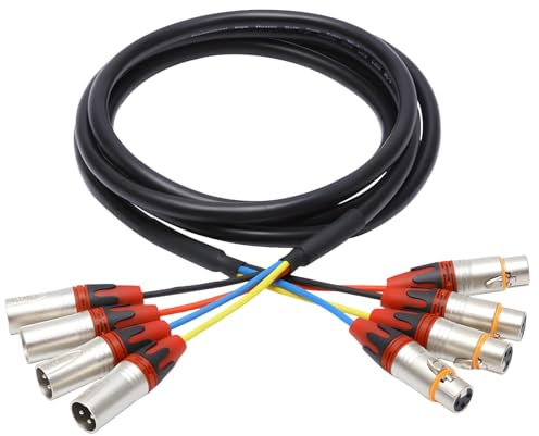 Xlr Snake Cable de 4 canales, cable de audio profesional de 10 pies para DJ, escenario y equipo de sonido en vivo