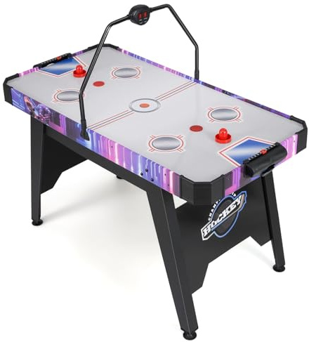 GOPLUS Airhockey Tisch, Airhockeytisch mit LED-Digitalanzeige, manuelle Punktezählung, leistungsstarker 12V-Motor, 2 Pucks und 2 Schläger, Hockeyspiel für Kinder und Erwachsene, Spielzimmer, Büro