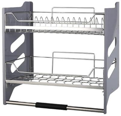 IEOWY Organizador de Almacenamiento de Armario de Pared abatible, escurridor de Platos, Estante extraíble Resistente, Capacidad de 30 kg, para Cocina, Bar y Restaurante (Armario de 600 mm)