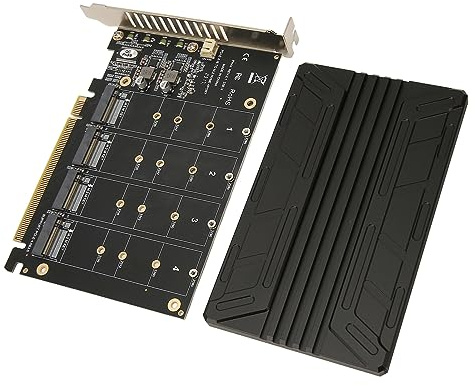 Fockety Quad M.2 Nvme auf Pcie -Adapter, 4 Festplatten 32 Gbit/s Soft Karte