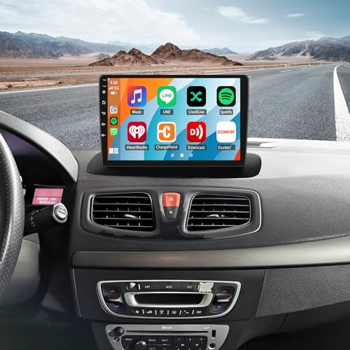 2+64G Android 15 Autoradio Navi Compatible para Renault Megane 3 2009-2014 con Carplay Android Auto 9 pulgadas Pantalla táctil Auto Reproductor Radio GPS Navegación Head Unit con Bluetooth WiFi SWC FM