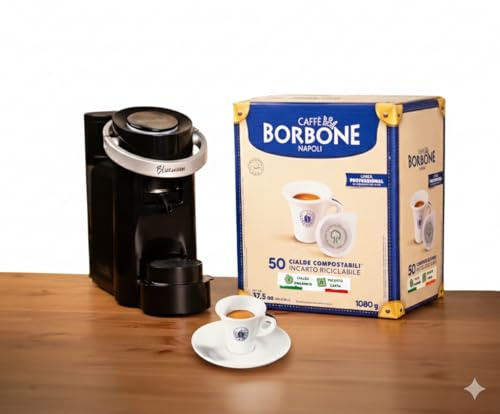 CAFFÈ BORBONE Bluemoon Macchina da Caffè a Cialde, Nero | Macchina + Cialda Blu