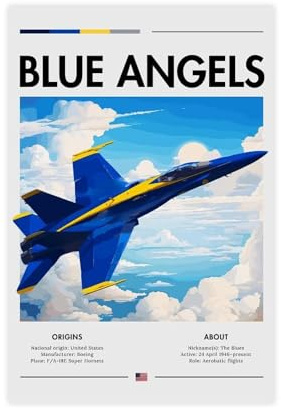 Blue Angels F_A-18E Mehrzweck-Kampfflugzeug, Flugzeug, Jet-Leinwand-Poster, Schlafzimmer, Dekoration, Landschaft, Büro, Raumdekoration, Geschenk, 30 x 45 cm