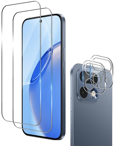 Wookfiss Protector de Pantalla para Realme 16 Pro 5G, 2 Piezas Cristal Templado + 2 Piezas Protector de Lente de Cámara, 9H Dureza Ultra Resistente Sin Burbujas Vidrio Templado