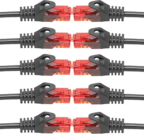 BIGtec LAN Kabel 30m Netzwerkkabel schwarz - 10 Stück - Gigabit Ethernet Kabel RJ45 Stecker Patchkabel für Patchpanel Netzwerk Switch Gaming kompatibel Playstation 5 PS5 XBOX Nintendo Switch 2-Station