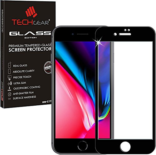 TECHGEAR Screen Protector for iPhone 8 Plus - 3D GLASS Edition Screen Adhesion & Coverage Tempered Glass Screen Protector Guard Cover Compatible with Apple iPhone 8 Plus (Black)