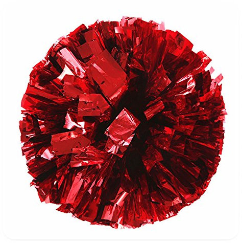 BCLAND 2 Stück Cheerleading Metallic Folie und Kunststoff Ring Pompons Cheerleading Poms, Rot