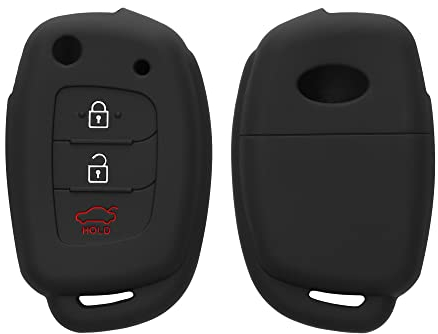 kwmobile Autoschlüssel Silikon Hülle kompatibel mit Hyundai 3-Tasten Autoschlüssel Klapp - Schlüsselhülle in Schwarz