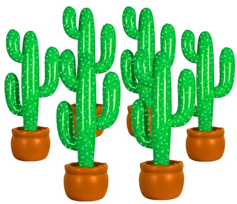 Shatchi INFLATABLE-CACTUS-5018-6PK 6 Piezas Cactus inflables Wild West Cowboy Mexicano Playa Fiesta decoración Fiest 86 cm 34 Pulgadas, Verde