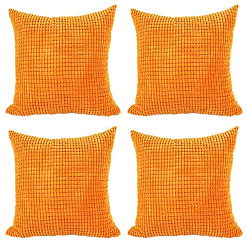 Nunbee Set de 4 Pièces Décoration De Noël Protections pour Coussins Piazza Housses et taies d'oreiller 24x24 inch / 60x60 CM Orange